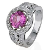 pre owned 18ct white gold pink sapphire and diamond cluster ring 43280 ...