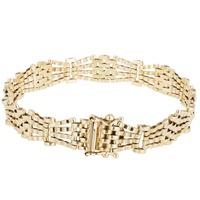 Pre-Owned 9ct Yellow Gold Narrow Four Bar Gate Bracelet 4128973