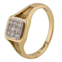 Pre-Owned 18ct Yellow Gold Mens Diamond Signet Ring 4111303
