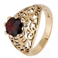 Pre-Owned 9ct Yellow Gold Mens Garnet Single Stone Ring 4115334