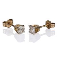 Pre-Owned 9ct Yellow Gold Diamond 4 Claw Stud Earrings 4144782