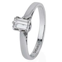 pre owned 18ct white gold emerald cut diamond solitaire ring 4112227