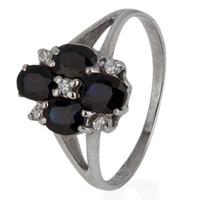 pre owned 9ct white gold sapphire and diamond cluster ring 4145965