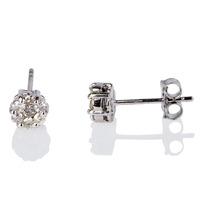 Pre-Owned 14ct White Gold Seven Stone Diamond Cluster Earrings 4333058
