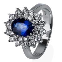 Pre-Owned 18ct White Gold Sapphire and Diamond Cluster Ring 4112038