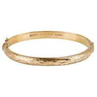 Pre-Owned 9ct Yellow Gold Half Engraved Hinged Bangle 4121926