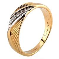 Pre-Owned 14ct Yellow Gold Mens Diamond Patterned Band Ring 4311796