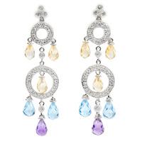 Pre-Owned 18ct White Gold Multi-Stone Drop Earrings 4333199