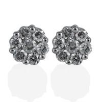 Pre-Owned 18ct White Gold 7 Stone Diamond Cluster Earrings 4333152