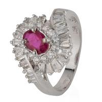 Pre-Owned 14ct White Gold Ruby and Diamond Crossover Ring 4328037