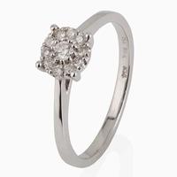 pre owned 14ct white gold diamond cluster ring 4328047