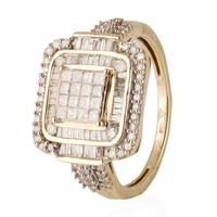 Pre-Owned 9ct Yellow Gold Multi Diamond Cluster Ring 4111307