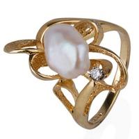 Pre-Owned 14ct Yellow Gold Baroque Pearl and Diamond Ring 4311870