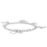Pre-Owned 9ct White Gold Charms and Curb Chain Bracelet 4123815