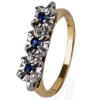 Pre-Owned 18ct Yellow Gold Three Stone Sapphire Ring 4146731