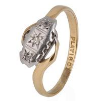 pre owned 18ct yellow gold platinum set diamond three stone ring 41458 ...