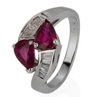 Pre-Owned 14ct White Gold Ruby and Diamond Crossover Ring 4328204