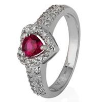 Pre-Owned 18ct White Gold Heart Cut Ruby and Diamond Cluster Ring 4328032