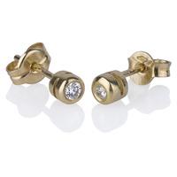 Pre-Owned 18ct Yellow Gold Rubover Set Diamond Stud Earrings 4333207