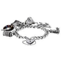 Pre-Owned Silver Charms and Curb Chain Bracelet 4125651