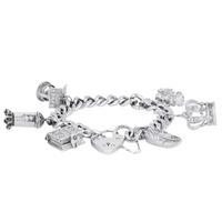 pre owned silver charms and curb chain bracelet 4155021