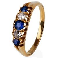 pre owned yellow gold sapphire and diamond five stone ring 4111174