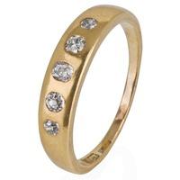 pre owned 18ct yellow gold old cut diamond five stone ring 4148425