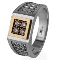 pre owned 9ct two colour gold cubic zirconia signet ring 4135894