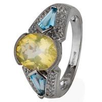 Pre-Owned 14ct White Gold Multi Topaz and Diamond Ring 4332869