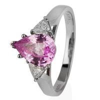 Pre-Owned 14ct White Gold Pink Sapphire and Diamond Three Stone Ring 4332967