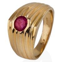 Pre-Owned 9ct Yellow Gold Ruby Set Signet Ring 4309998