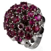 Pre-Owned Silver Ruby Multi Row Cluster Ring 4325165