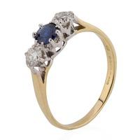 Pre-owned 18ct Yellow Gold Sapphire and Diamond Three Stone Ring 4112210