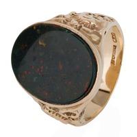 Pre-Owned 9ct Yellow Gold Mens Bloodstone Signet Ring 4115342