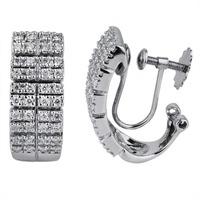 pre owned 18ct white gold pave diamond screw on stud earrings 4165430