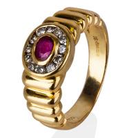 Pre-Owned 18ct Yellow Gold Ruby and Diamond Cluster Ring 4332673