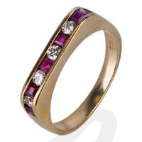 Pre-Owned 14ct Yellow Gold Ruby and Diamond Half Eternity Ring 4332463