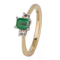 pre owned 18ct yellow gold emerald and diamond three stone ring 411123 ...