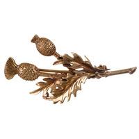 pre owned 9ct yellow gold thistle brooch 4113093