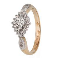 Pre-Owned 9ct Two Colour Gold Diamond Cluster Ring 4145710
