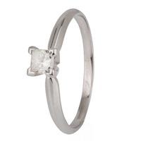 pre owned 9ct white gold four claw diamond solitaire ring 4111118