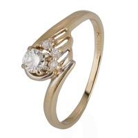 Pre-Owned 14ct Yellow Gold Diamond Solitaire Crossover Ring 4332875