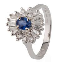 Pre-Owned 14ct White Gold Sapphire and Diamond Oval Cluster Ring 4328043