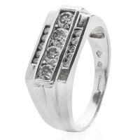 Pre-Owned 9ct White Gold Mens Diamond Set Signet Ring 4332726