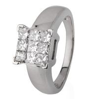 pre owned 18ct white gold square diamond cluster ring 4112117