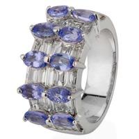 Pre-Owned 18ct White Gold Tanzanite and Diamond Multi Row Ring 4212889