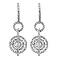 Pre-Owned 14ct White Gold Open Multi-Circle Drop Earrings 4333201