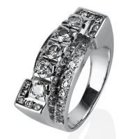 Pre-Owned White Gold Diamond Three Row Ring 4148952