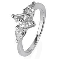 Pre-Owned 18ct White Gold Marquise and Pear Cut Diamond Trilogy Ring 4112076