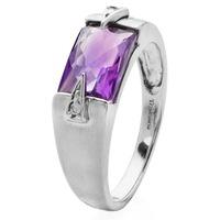 Pre-Owned 14ct White Gold Amethyst and Diamond Ring 4311801